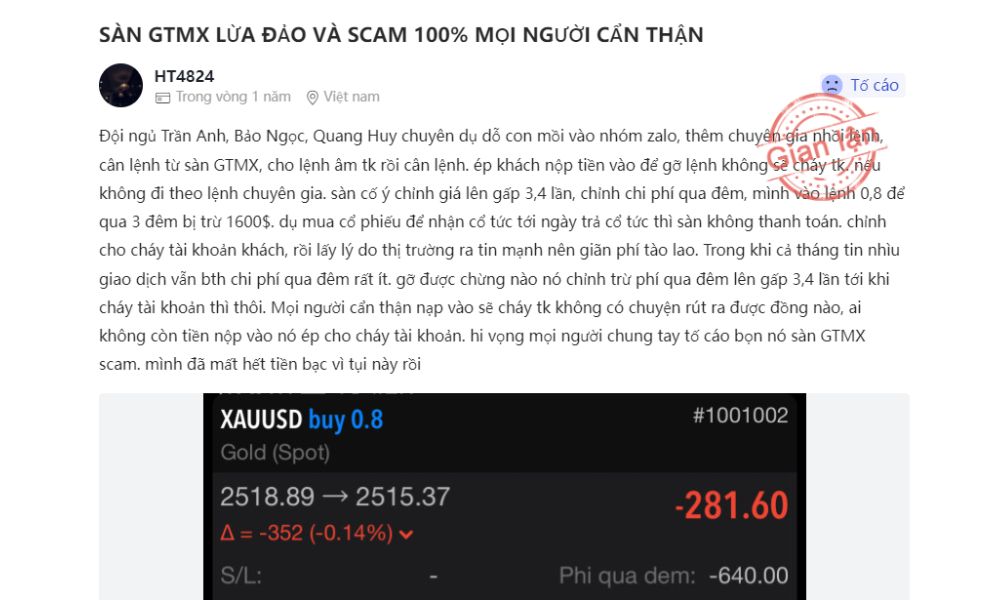 Sàn GMTX bị tố lừa đảo