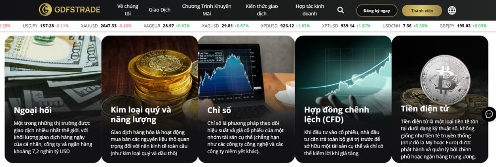 GDFS TRADE cung cấp đa dạng sản phẩm giao dịch