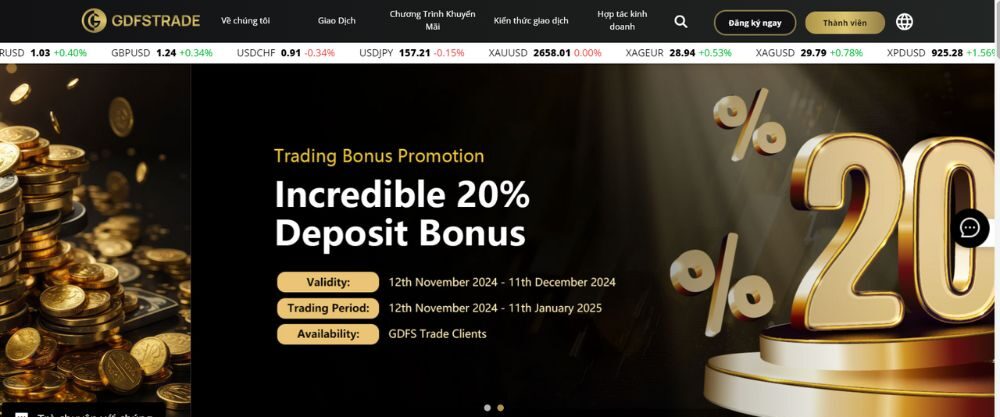 Giao diện sàn GDFS TRADE