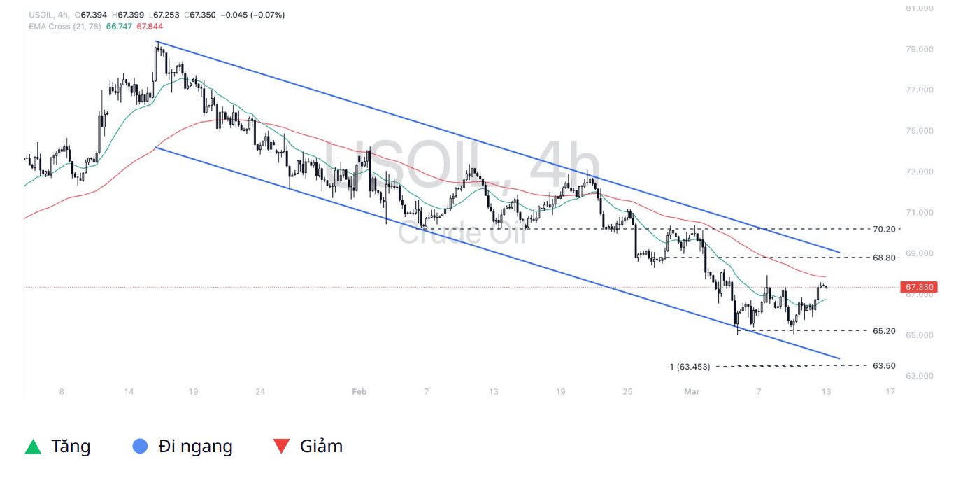 Quan điểm kỹ thuật USOIL trên thị trường – Ngày 13/03/2025