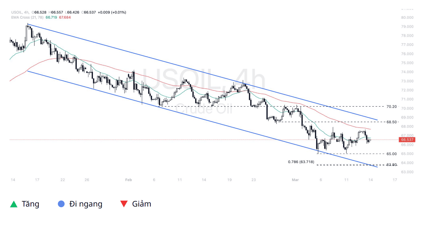 Quan điểm kỹ thuật USOIL trên thị trường – Ngày 14/03/2025