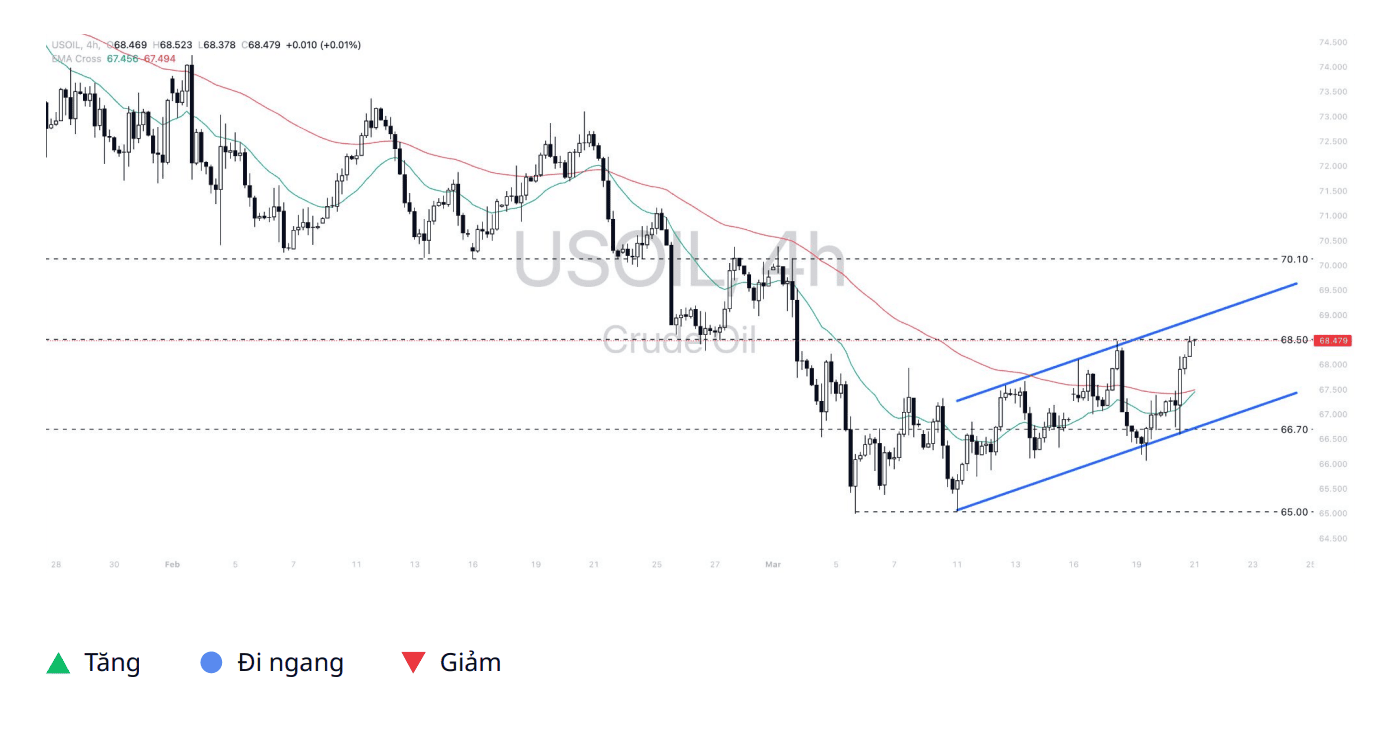 Quan điểm kỹ thuật USOIL trên thị trường – Ngày 21/03/2025