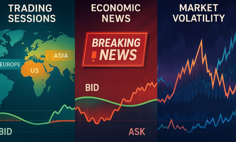 Spread Forex có thể thay đổi tùy thuộc vào phiên giao dịch, tin tức kinh tế quan trọng và biến động chung của thị trường