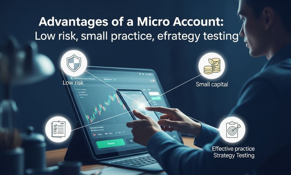 Tài khoản Forex Micro là gì? Chi tiết cho người mới bắt đầu 3 Ưu điểm Tài khoản Micro: Rủi ro thấp, vốn nhỏ, thực hành hiệu quả, test chiến lược.