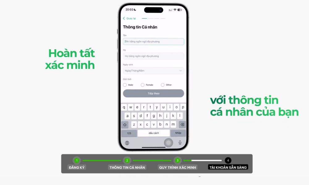 Hoàn tất xác minh với thông tin cá nhân