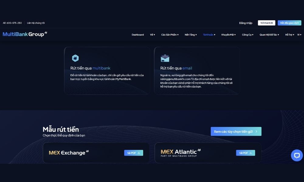 Lợi thế của quy trình nạp rút tiền MultiBank Group