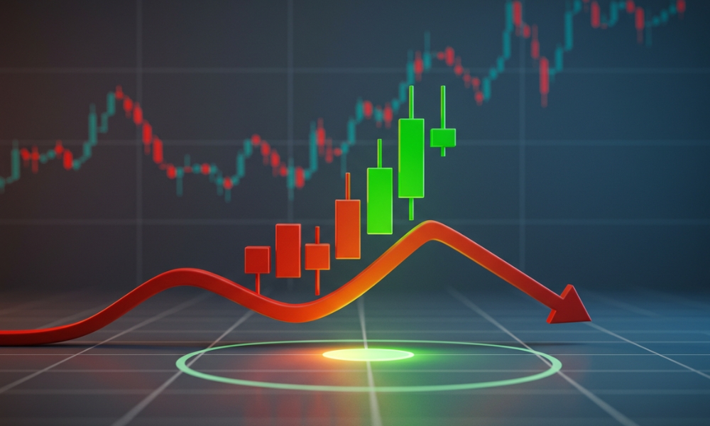 Mô hình Bullish Two Bar Reversal tại đáy xu hướng giảm.