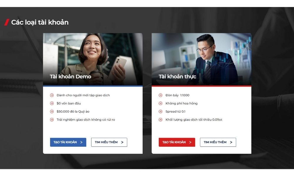 Các loại tài khoản giao dịch tại Hantec Financial