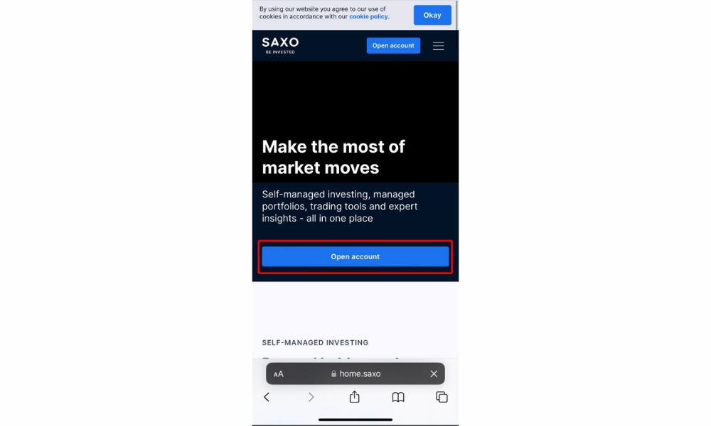 Bước 1: Truy cập website Saxo Bank
