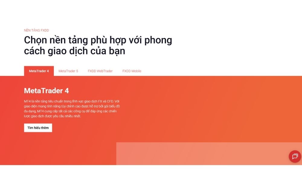 Nền tảng giao dịch của sàn FXDD