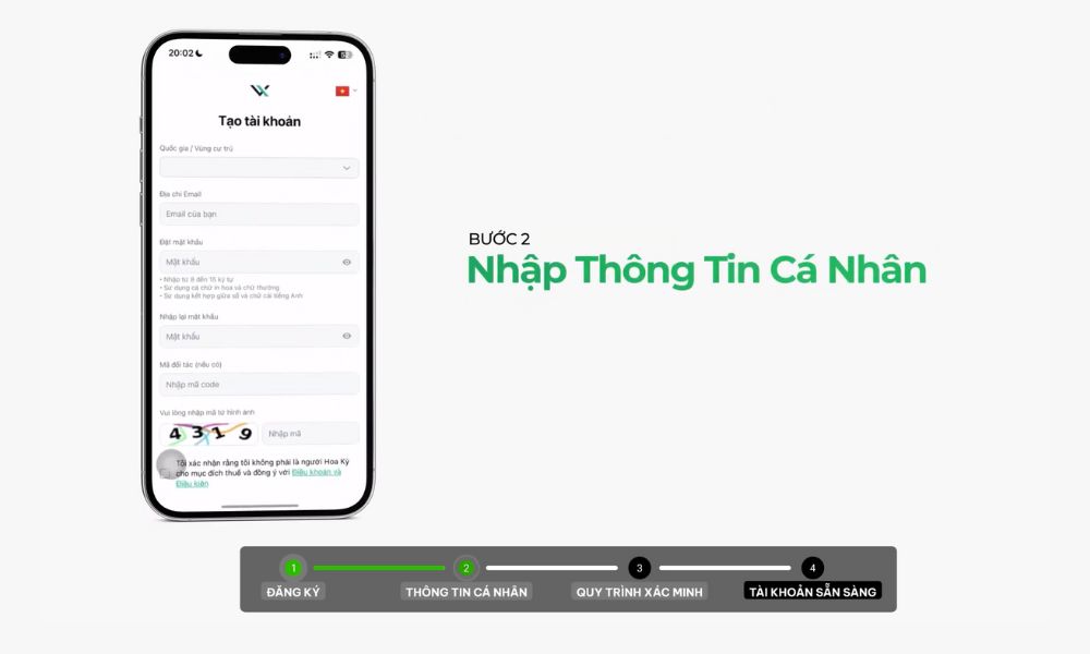 Nhập thông tin để đăng ký tài khoản Valetax