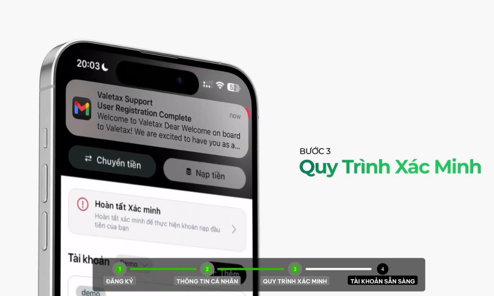 Quy trình xác minh tài khoản Valetax
