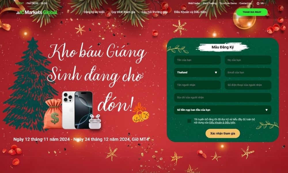 Khuyến mãi Giáng sinh 2024 IC Markets Global cho Trader mới 7 Tổng quan khuyến mãi Giáng sinh 2024 IC Markets|Khuyến mãi Giáng sinh 2024 IC Markets Global có nhiều phần quà hấp dẫn|Quy trình tham gia khuyến mãi Giáng sinh 2024 IC Markets