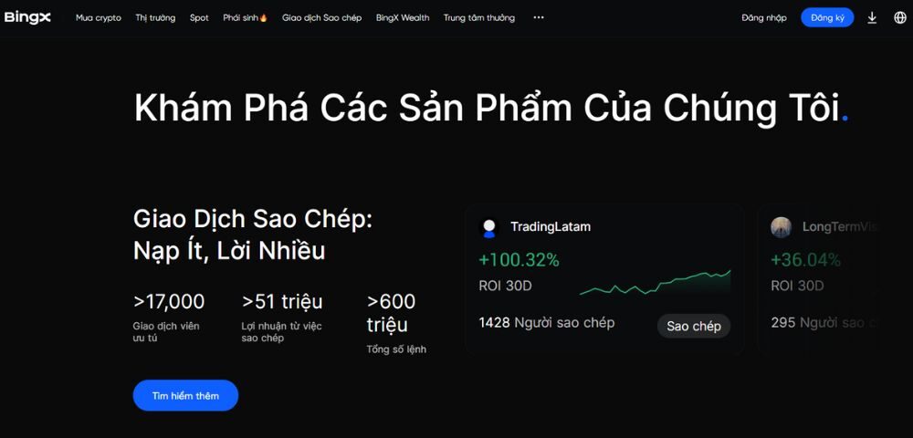 Sản phẩm giao dịch sàn BingX