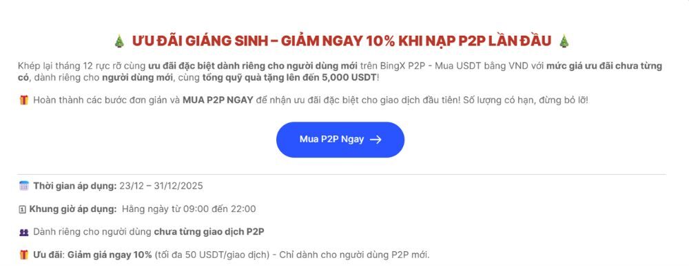 Chi tiết ưu đãi sự kiện BingX P2P