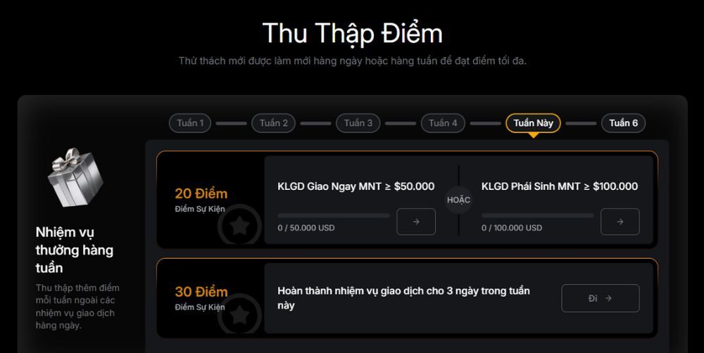 Nhiệm vụ Giao dịch Hàng tuần