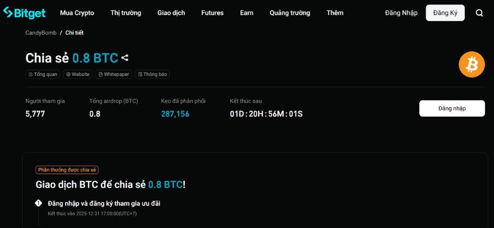 Sự kiện Bitget CandyBomb BTC