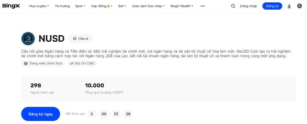 Sự kiện BingX niêm yết NeUSD (NUSD)